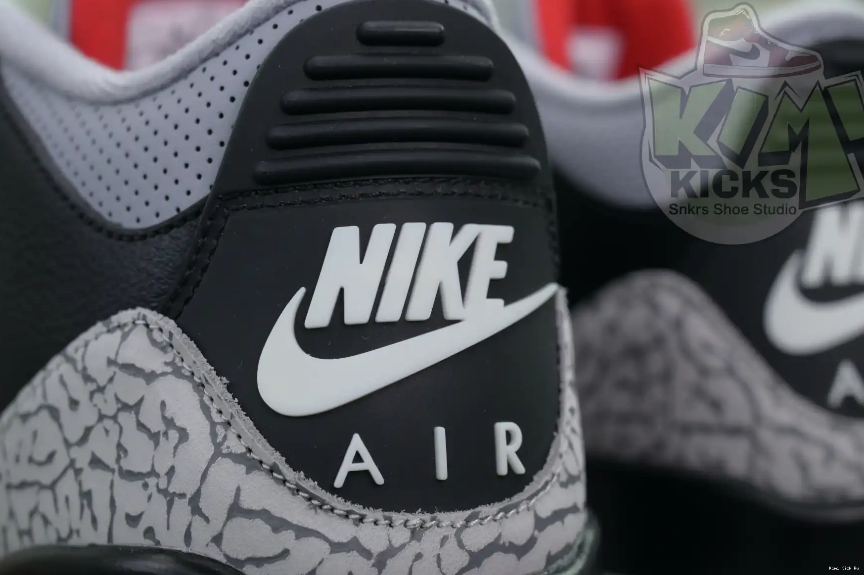 Kimikick Jordan Air Reimagined” 3“Black Cement 0822